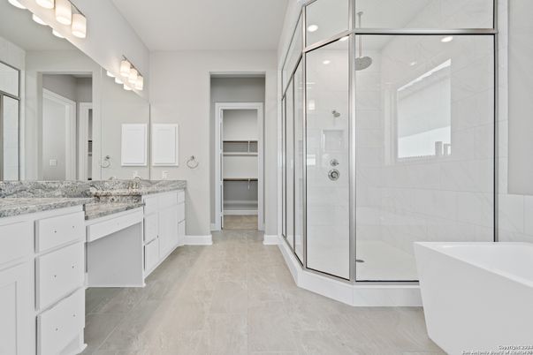 Bathroom, Dual Sink Vanities, Free Standing Baths, Glass Shower, Interior, Recessed Lighting