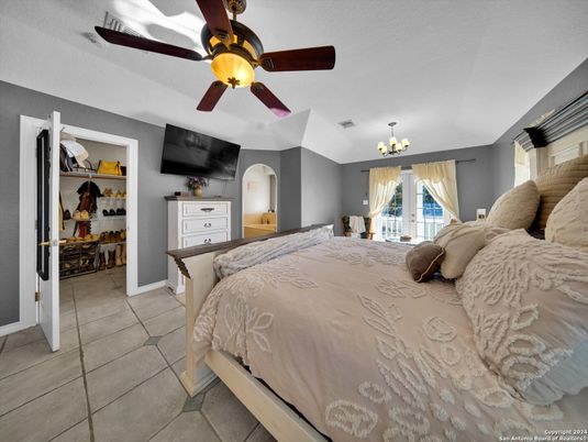 Bedroom, Chandelier, Interior