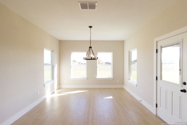 Chandelier, Empty room, Interior, Pendant Lights, Wood Texture Flooring