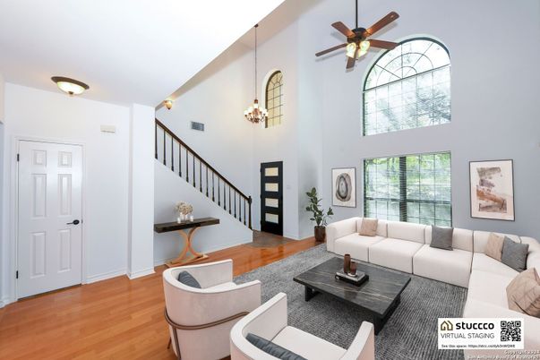 Interior, Living room, Pendant Lights, Wood Texture Flooring