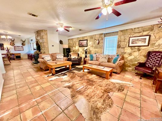 Chandelier, Interior, Living room, Stone Walls