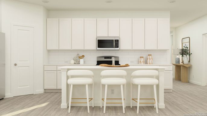 Interior, Kitchen, Recessed Lighting, Wood Texture Flooring