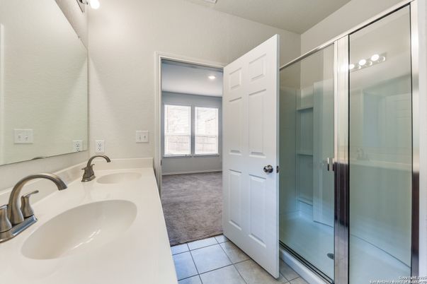 Bathroom, Dual Sink Vanities, Glass Shower, Interior, Recessed Lighting