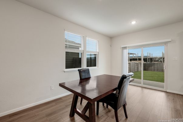 Dining room, Interior, Recessed Lighting, Wood Texture Flooring