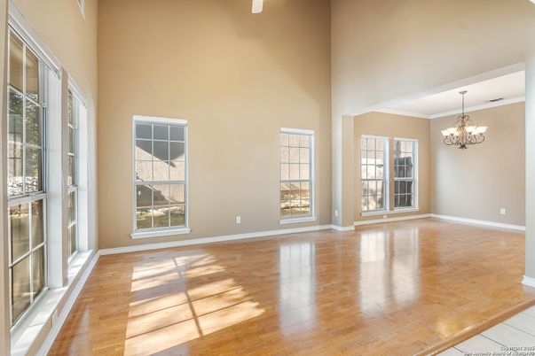 Chandelier, Empty room, Interior, Wood Texture Flooring