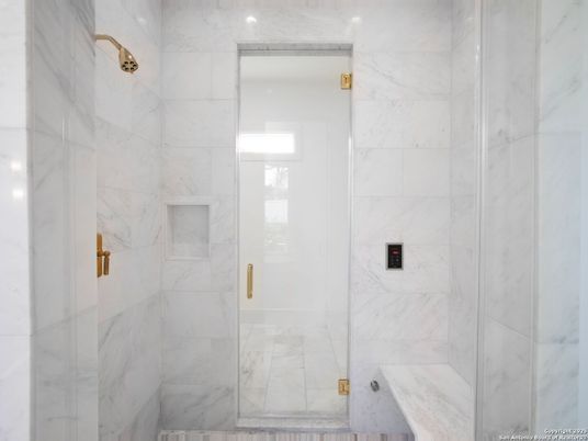 Bathroom, Glass Shower, Interior, Marble Walls