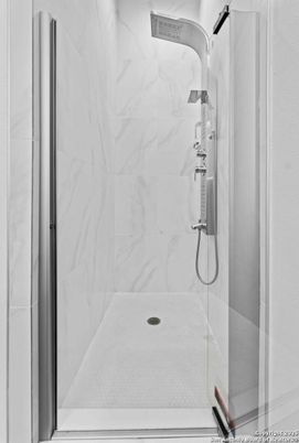 Bathroom, Glass Shower, Interior, Marble Walls