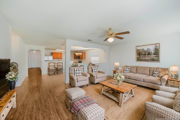 Dining room, Interior, Living room, Pendant Lights, Wood Texture Flooring