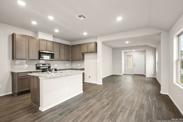 Interior, Kitchen, Recessed Lighting, Wood Texture Flooring