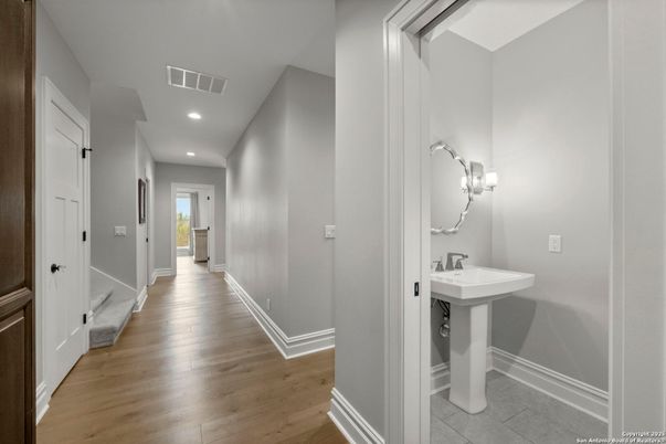 Bathroom, Interior, Recessed Lighting, Wood Texture Flooring