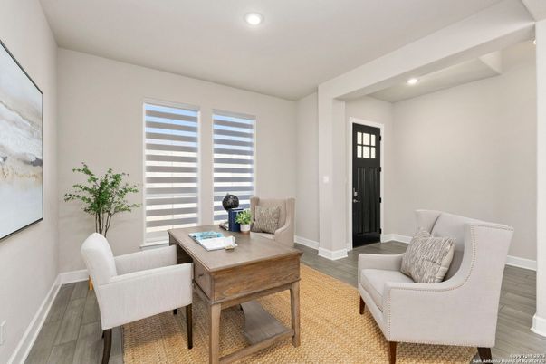Home Office, Interior, Recessed Lighting, Wood Texture Flooring