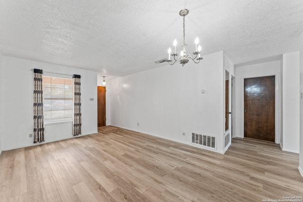 Chandelier, Empty room, Interior, Wood Texture Flooring