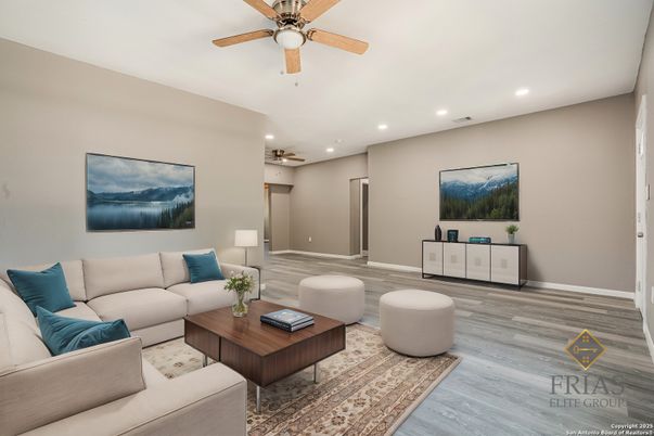 Interior, Living room, Recessed Lighting, Wood Texture Flooring