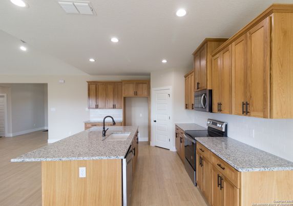 Interior, Kitchen, Recessed Lighting, Wood Texture Flooring