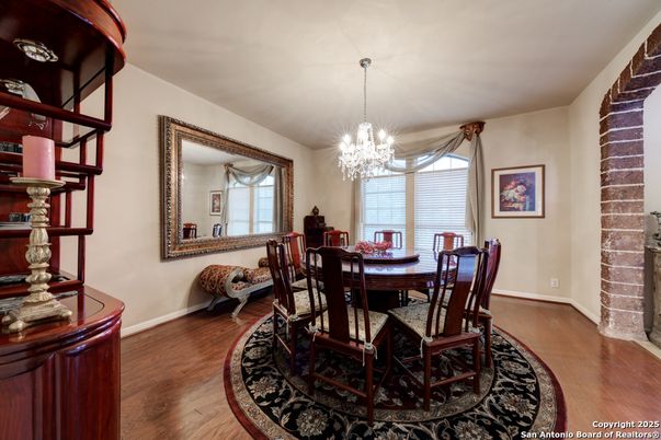 Chandelier, Dining room, Interior, Wood Texture Flooring