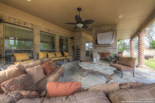 Exterior, Fireplace, Living room, Stone Walls