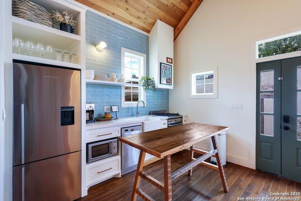 Interior, Kitchen, Stainless Steel Appliances, Wooden Ceilings, Wood Texture Flooring