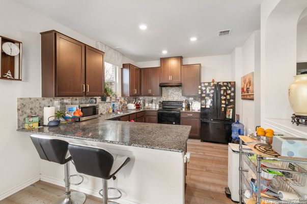 Interior, Kitchen, Recessed Lighting, Wood Texture Flooring