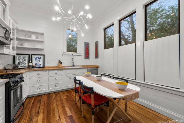 Interior, Kitchen, Pendant Lights, Recessed Lighting, Wood Texture Flooring