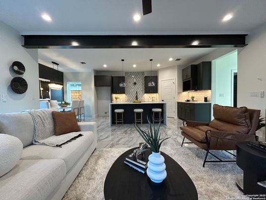 Dining room, Interior, Kitchen, Living room, Marble, Pendant Lights, Recessed Lighting