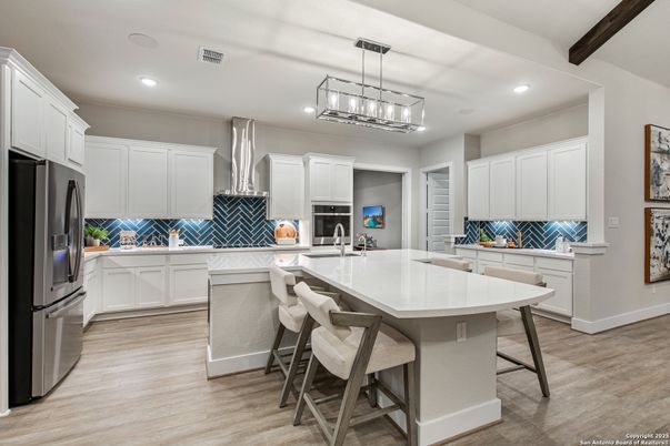 Interior, Kitchen, Pendant Lights, Recessed Lighting, Stainless Steel Appliances, Wooden Beams, Wood Texture Flooring