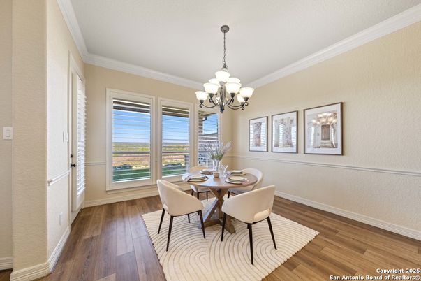 Chandelier, Dining room, Interior, Wood Texture Flooring