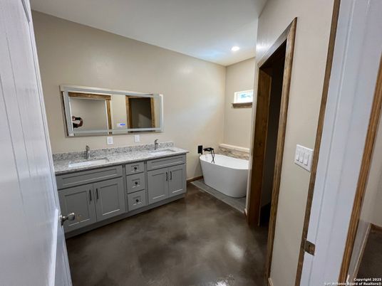 Bathroom, Dual Sink Vanities, Free Standing Baths, Interior, Recessed Lighting