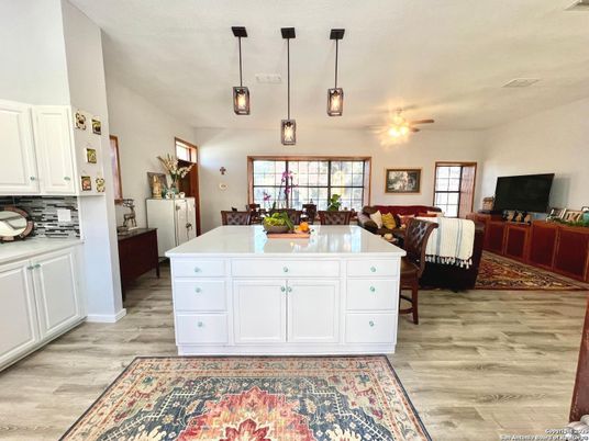 Interior, Kitchen, Living room, Pendant Lights, Wood Texture Flooring