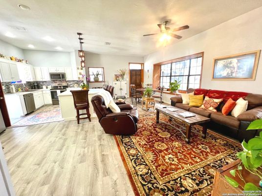 Interior, Kitchen, Living room, Pendant Lights, Recessed Lighting, Stainless Steel Appliances, Wood Texture Flooring