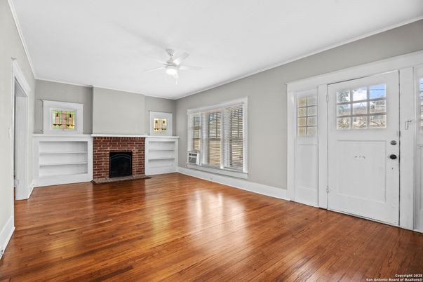 Empty room, Fireplace, Interior, Wood Texture Flooring