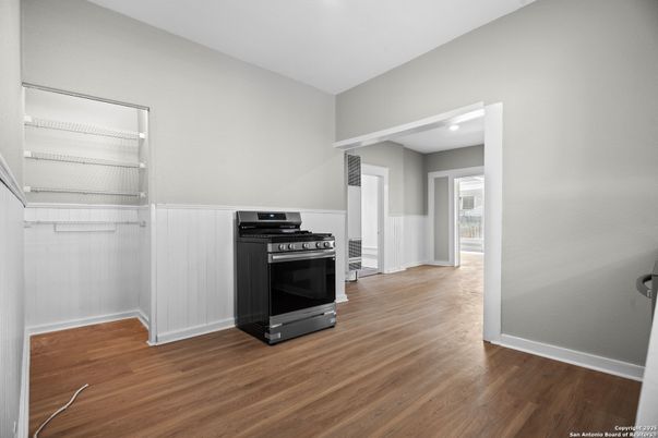 Interior, Kitchen, Stainless Steel Appliances, Wood Texture Flooring