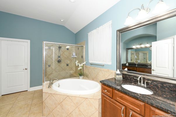 Bathroom, Dual Sink Vanities, Glass Shower, Interior, Recessed Lighting