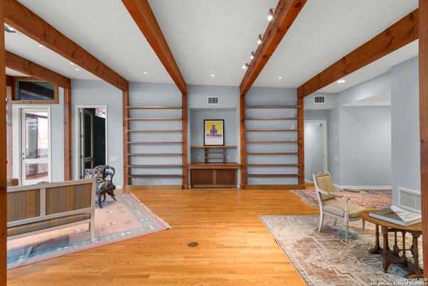 Interior, Recessed Lighting, Wooden Beams, Wood Texture Flooring