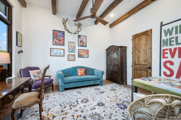 Home Office, Interior, Recessed Lighting, Wooden Beams