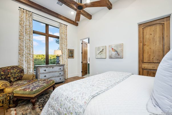 Bedroom, Interior, Recessed Lighting, Wooden Beams