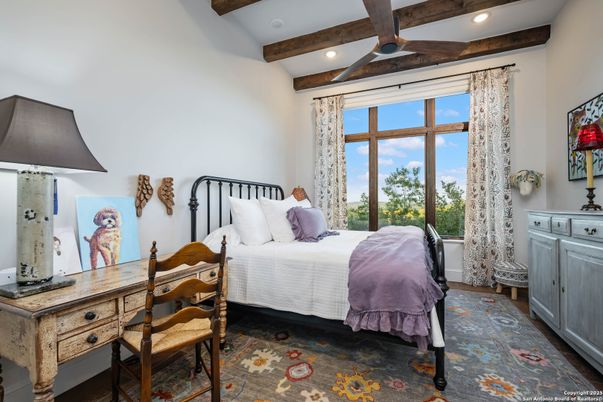 Bedroom, Interior, Recessed Lighting, Wooden Beams
