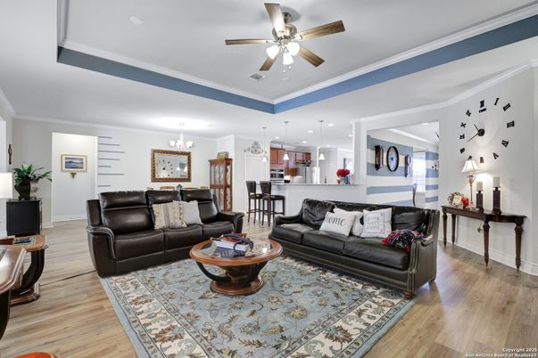 Dining room, Interior, Kitchen, Living room, Pendant Lights, Recessed Lighting, Wood Texture Flooring