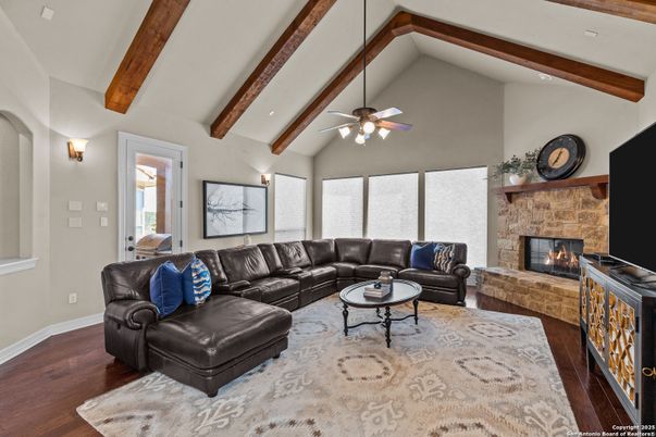 Fireplace, Interior, Living room, Wooden Beams, Wood Texture Flooring