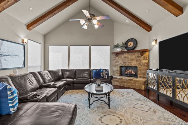 Fireplace, Interior, Living room, Wooden Beams, Wood Texture Flooring