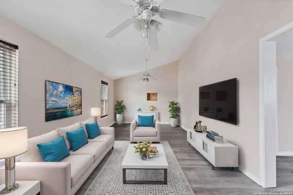 Interior, Living room, Pendant Lights, Wood Texture Flooring