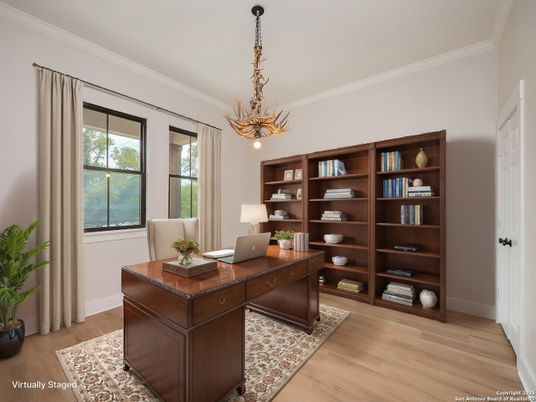 Home Office, Interior, Pendant Lights, Wood Texture Flooring