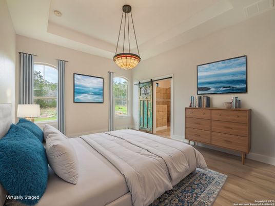 Bedroom, Interior, Pendant Lights, Wood Texture Flooring