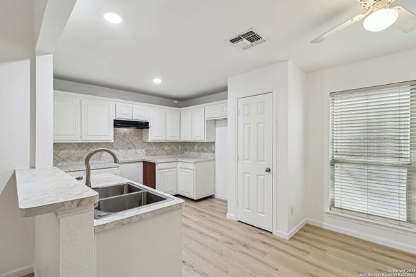 Interior, Kitchen, Recessed Lighting, Wood Texture Flooring