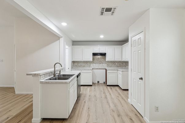 Interior, Kitchen, Recessed Lighting, Wood Texture Flooring