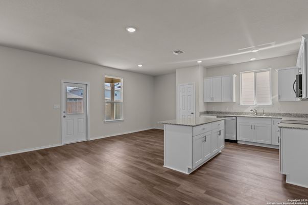 Interior, Kitchen, Recessed Lighting, Wood Texture Flooring