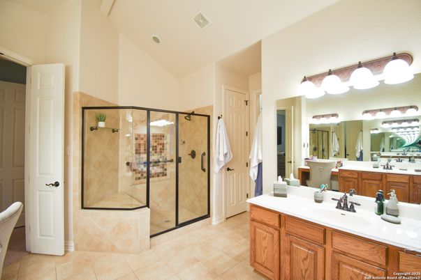 Bathroom, Dual Sink Vanities, Glass Shower, Interior