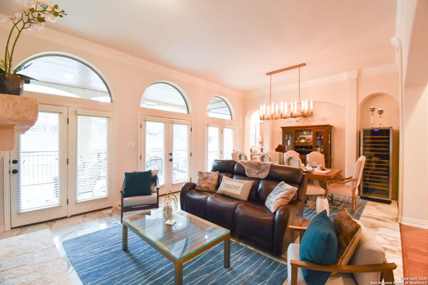 Dining room, Interior, Living room, Pendant Lights, Wood Texture Flooring