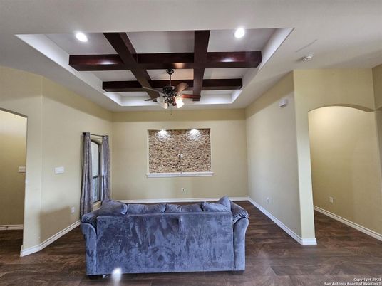 Interior, Living room, Recessed Lighting, Wooden Beams, Wood Texture Flooring