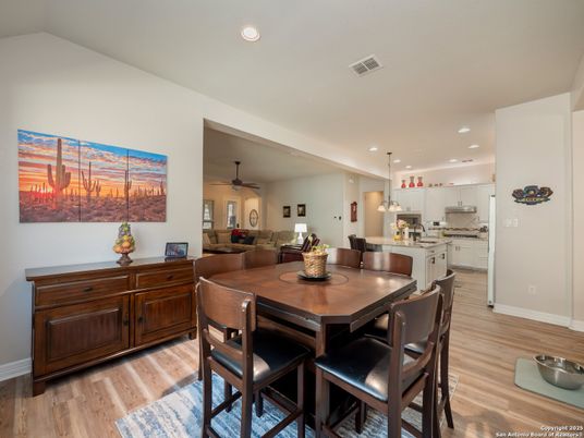 Dining room, Interior, Kitchen, Living room, Pendant Lights, Recessed Lighting, Wood Texture Flooring
