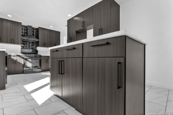 Interior, Kitchen, Marble, Recessed Lighting, Stainless Steel Appliances